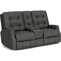 Button Tufted Power Reclining Console Loveseat
