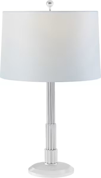 Contemporary Brass Table Lamp with Round Linen Shade