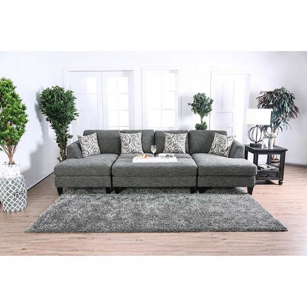 FUSA Lowry Sectional Sofa with Ottoman