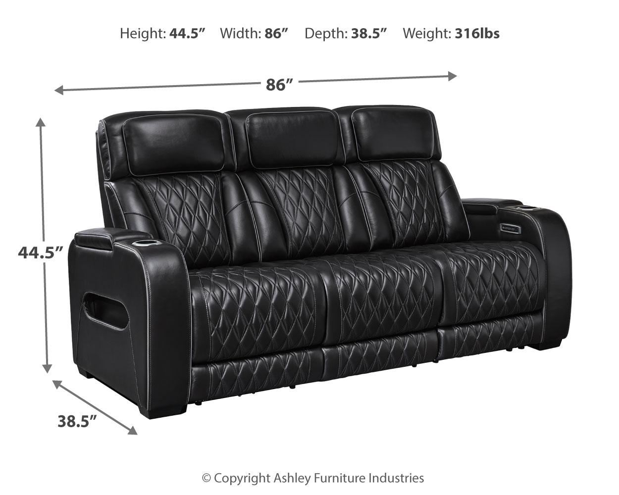 Signature Design by Ashley Boyington Pwr Rec Sofa With Adj Headrest