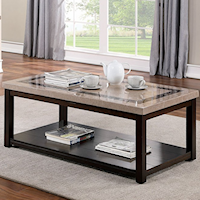 Transitional Coffee Table with Faux Marble Top