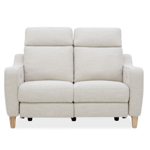 Transitional Power-Reclining Loveseat with USB Ports and Heat & Massage
