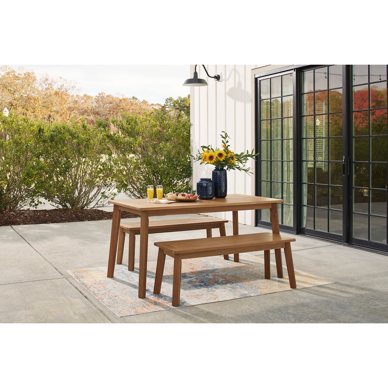 Signature Design by Ashley Janiyah Outdoor Dining Table with 2 Benches