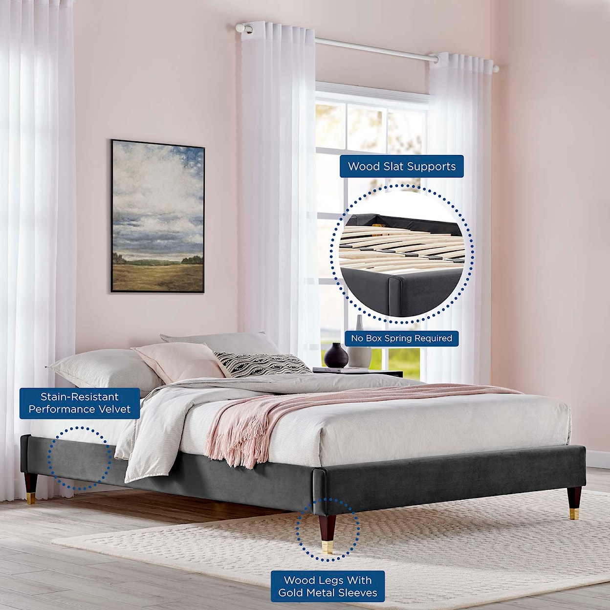 Modway Harlow Queen Platform Bed Frame