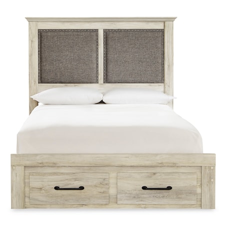 King Upholstered Bed w/ Footboard Storage