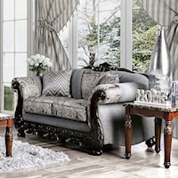 Traditional Loveseat with Wood Trim