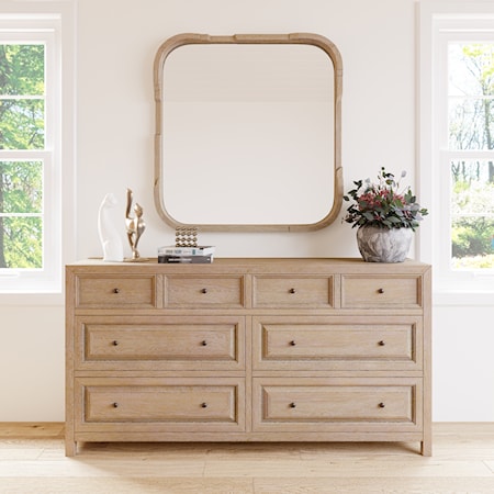 Contemporary Dresser and Mirror Set with Cedar-Lined Drawers