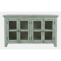 Rustic Shore 4-Door Low Accent Cabinet