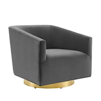 Accent Lounge Performance Velvet Swivel Chair - Gray/Gold