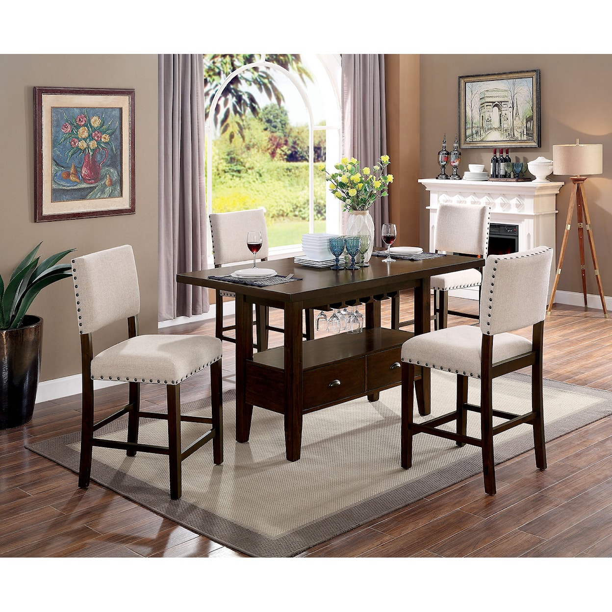 Furniture of America Lordello Counter Height Dining Table