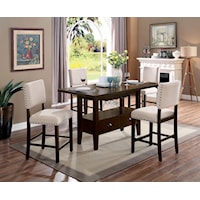 Transitional 5-Piece Counter Height Dining Table Set with Wine Glass Storage