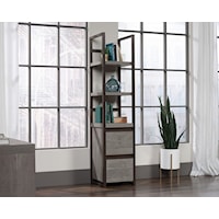 Contemporary 2-Shelf Narrow Bookcase with File Drawer