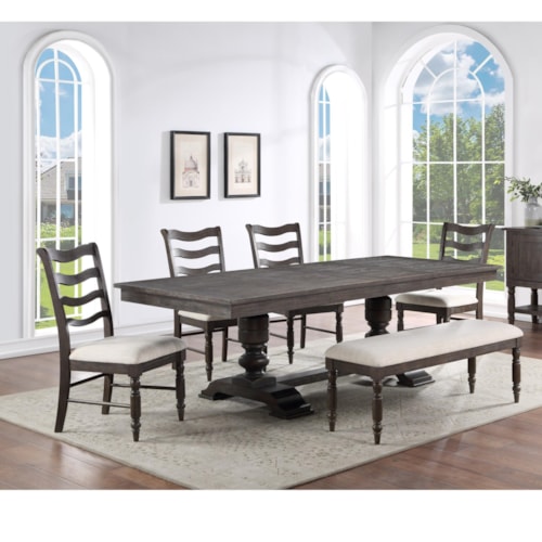 Transitional Table & Chair Set with Bench