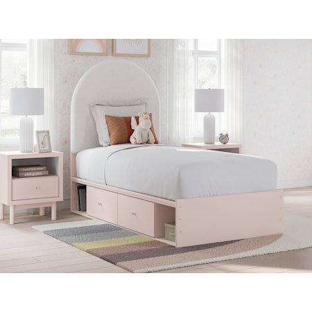 Twin Upholstered Panel Bed With Storage