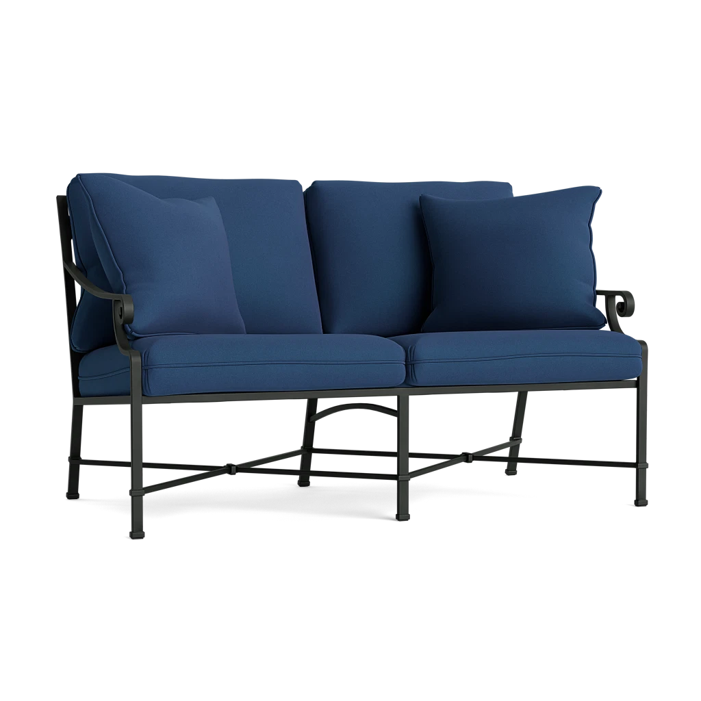 Scroll-Arm Loveseat w/Throw Pillows