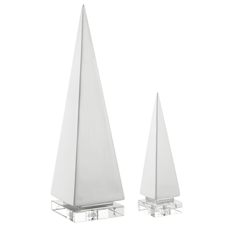 Great Pyramids Sculpture In White S/2