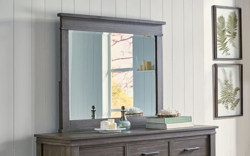 Transitional Dresser Mirror with Solid Wood Frame