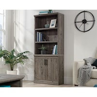 Farmhouse 2-Door Library Bookcase with Adjustable Shelves