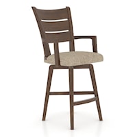Traditional Customizable Swivel Stool with Arms