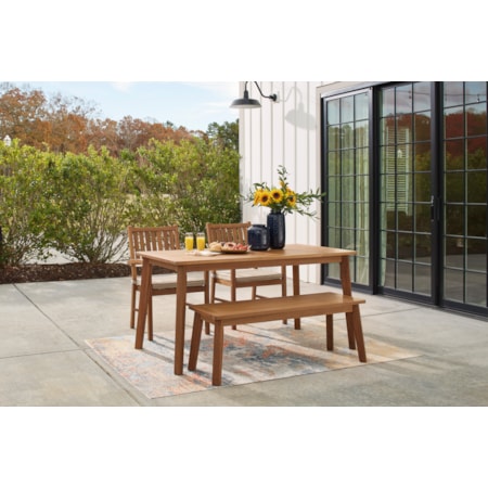 Outdoor Dining Set w/ 2 Chairs &amp; Bench