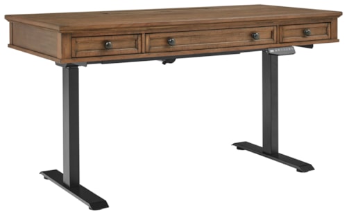 Transitional 60" Adjustable Top Desk with Charging Compartment