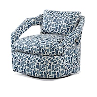 Transitional Swivel Chair with Loose Back Pillow