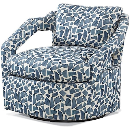 Transitional Swivel Chair with Loose Back Pillow