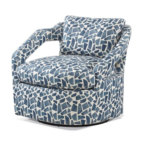 Transitional Swivel Chair with Loose Back Pillow