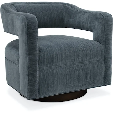 Contemporary Swivel Chair with Wood Base