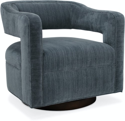 Contemporary Swivel Chair with Wood Base