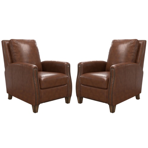 Transitional Manual Push Back Recliner with Nailhead Trim (Set of 2)