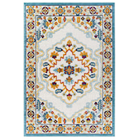 Ansel Distressed Floral Persian Medallion 5x8 Indoor and Outdoor Area Rug