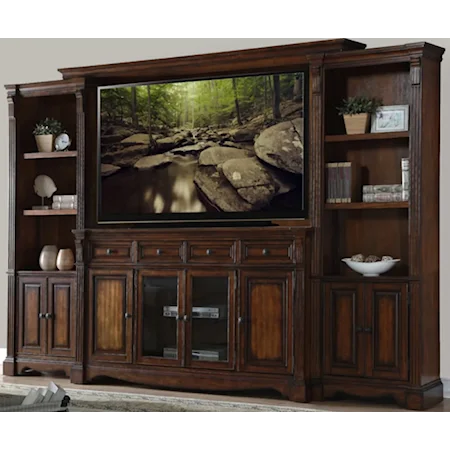 Traditional TV Entertainment Center with Antique Brass Hardware