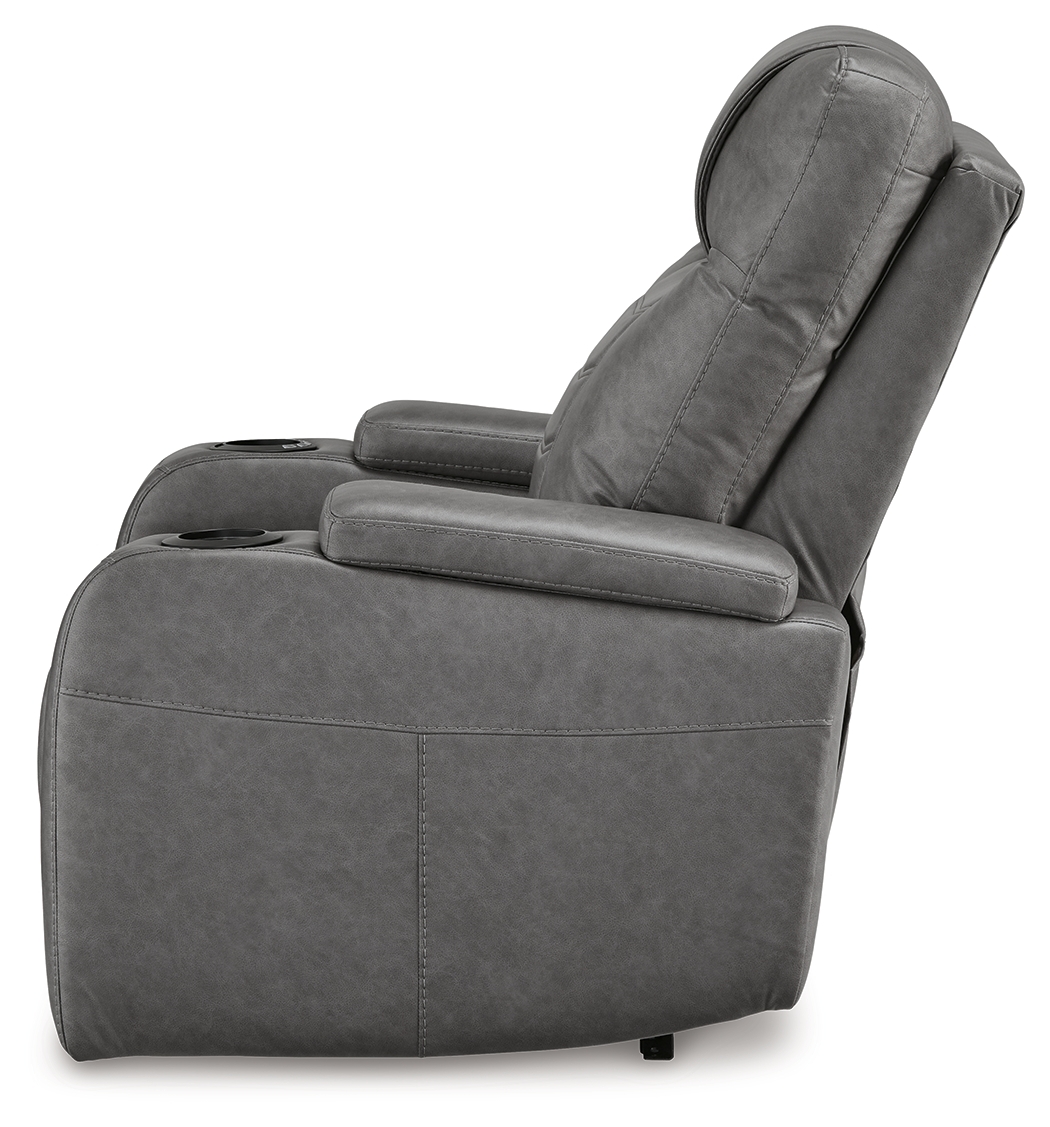 Signature Design by Ashley Schooner Rocks Pwr Recliner/Adj Headrest