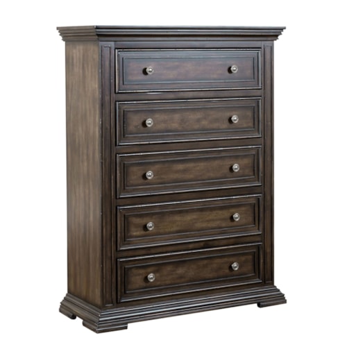 Relaxed Vintage 5-Drawer Chest with Distressed Finish