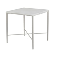 Outdoor Coastal Square End Table with Glass Top