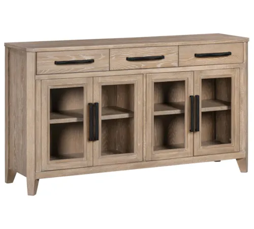 Transitional Buffet Server with Glass Doors