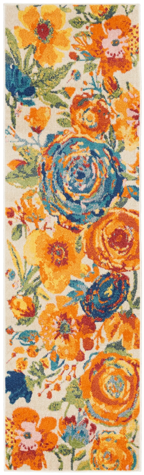 2'3" x 7'6" Ivory Multicolor Runner Rug