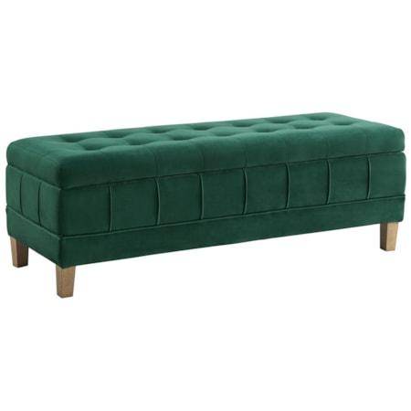 BING GREEN VELVET STORAGE BENCH |