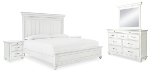Queen Panel Bed, Dresser, Mirror And 2 Nightstands