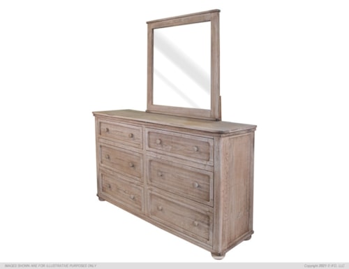 Cottage Dresser Mirror with Solid Wood Trim