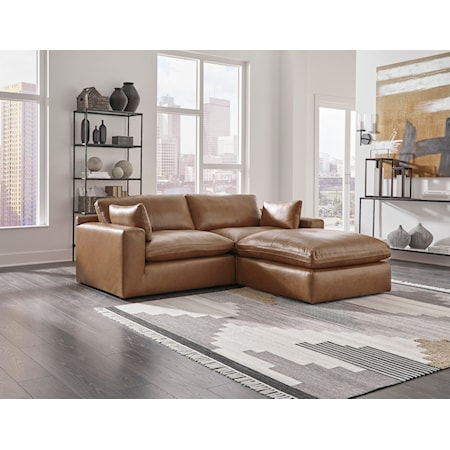 Leather Match Modular Sectional with Ottoman