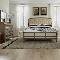 3-Piece Transitional Upholstered King Shelter Bedroom Set