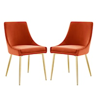 Performance Velvet Dining Chairs - Gold/Orange - Set of 2