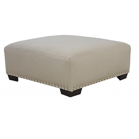 Transitional Cocktail Ottoman with Nailhead Trim 