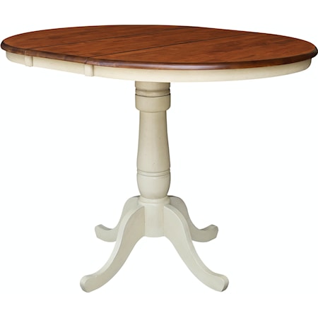 Transitional Round Extension Dining Table