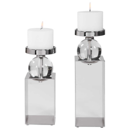 Lucian Nickel Candleholders, Set/2