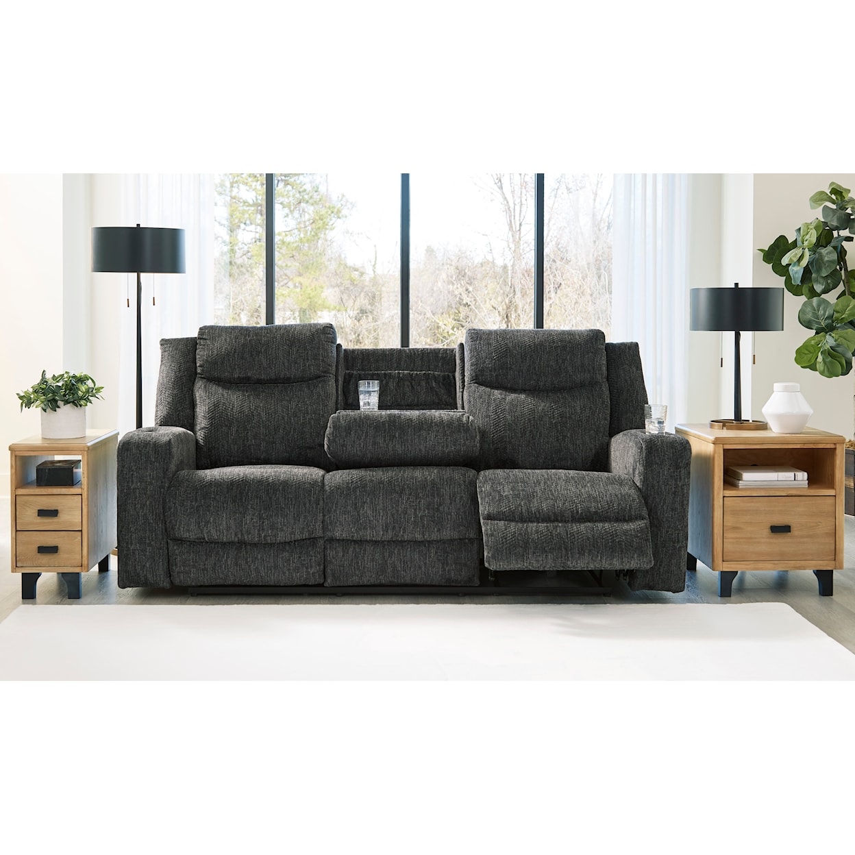 Ashley Furniture Signature Design Martinglenn Reclining Sofa with Drop Down Table
