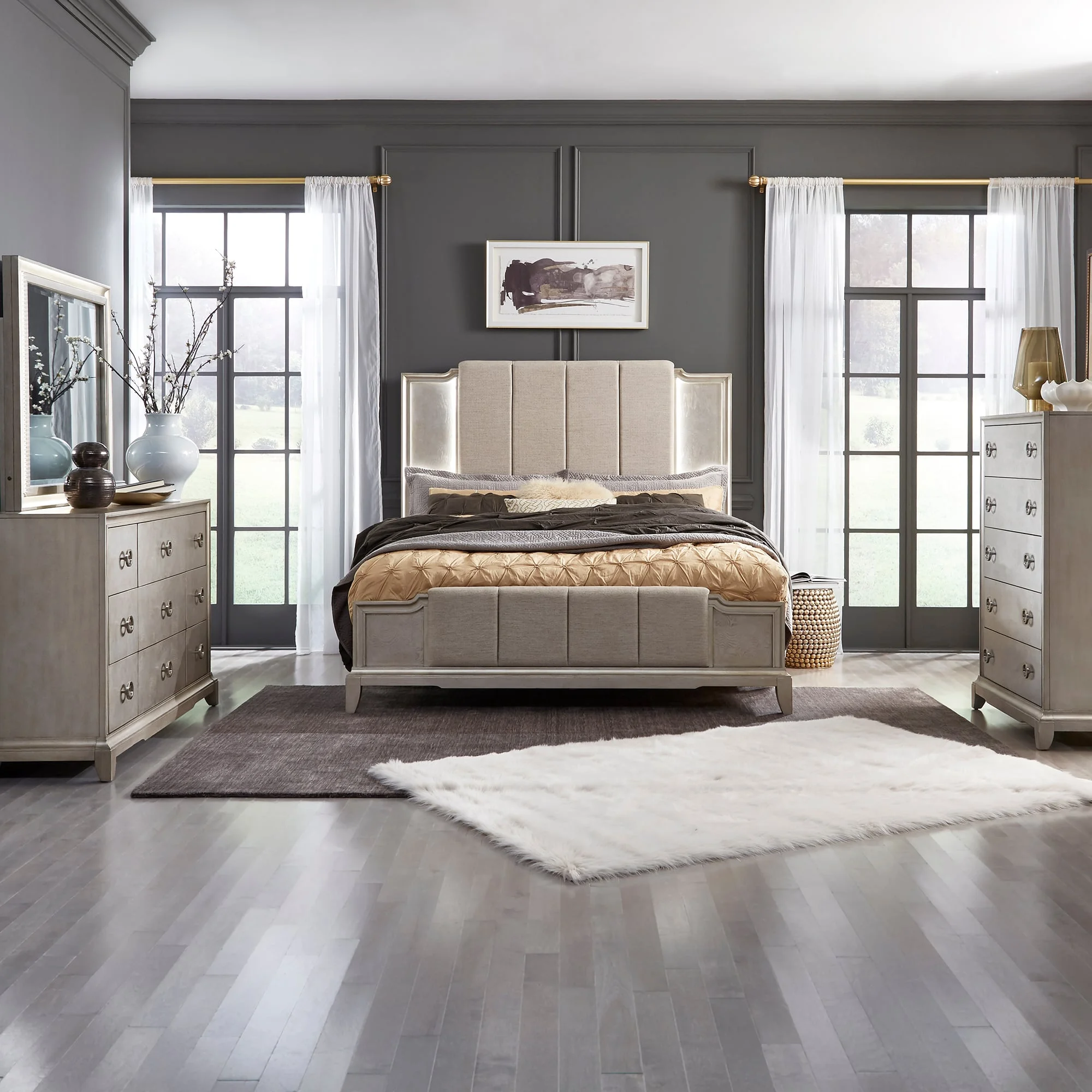 Liberty Furniture Montage 849-BR-QUBDMC Contemporary Glam 4-Piece Queen ...