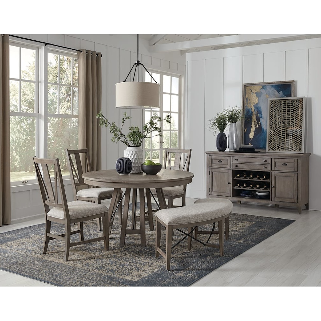 Magnussen Home Paxton Place Dining Upholstered Curved Bench 